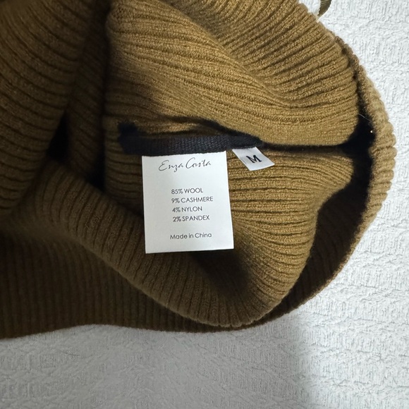 Enza Wool Cashmere Olive Turtleneck Sweater - Picture 7 of 7
